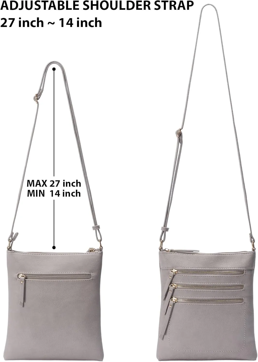 Solene Crossbody Bag Functional Multi Pocket Messenger Purse Top Zip Closure Shoulder Handbag With Adjustable Strap