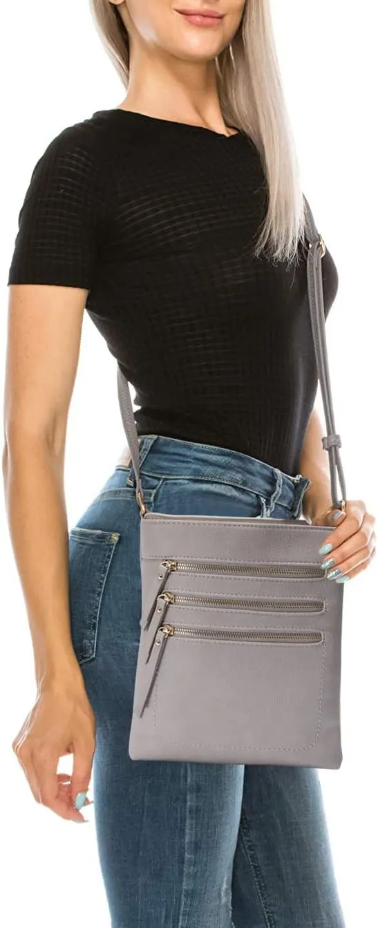Solene Crossbody Bag Functional Multi Pocket Messenger Purse Top Zip Closure Shoulder Handbag With Adjustable Strap