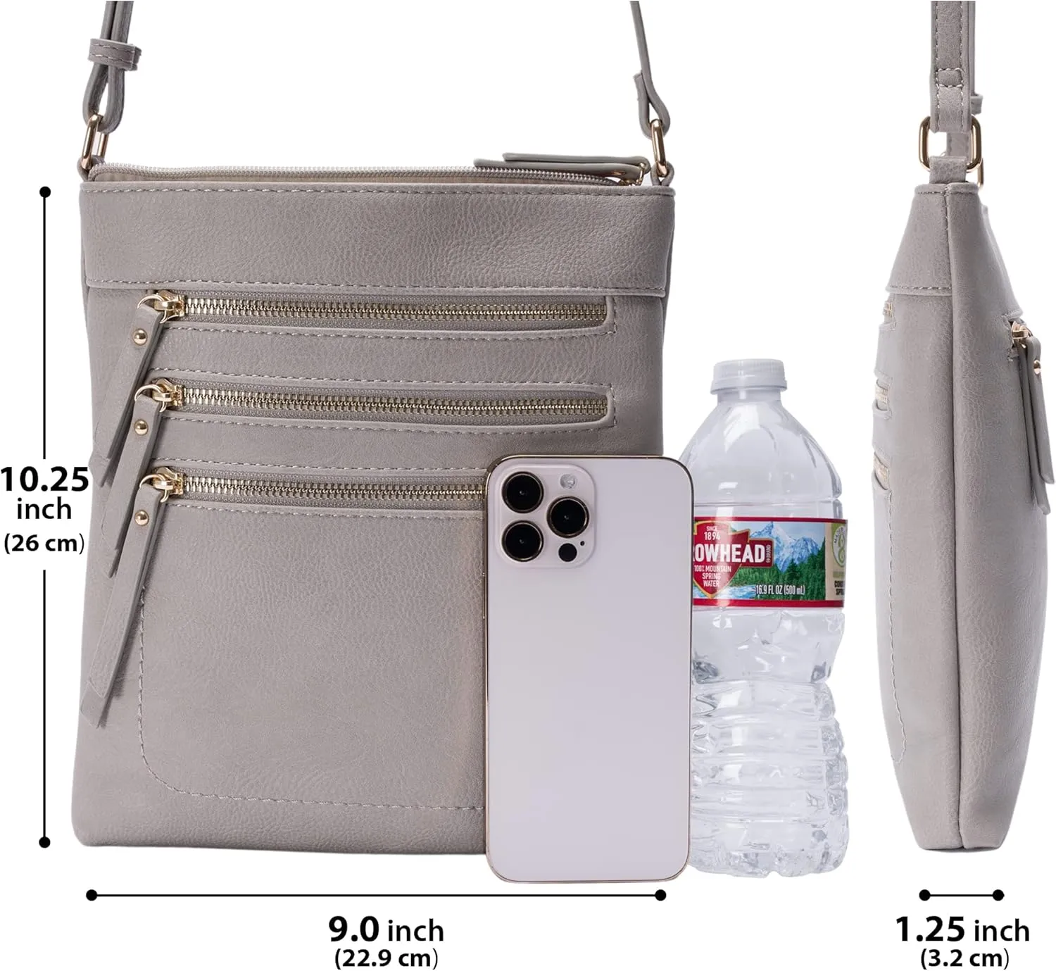 Solene Crossbody Bag Functional Multi Pocket Messenger Purse Top Zip Closure Shoulder Handbag With Adjustable Strap