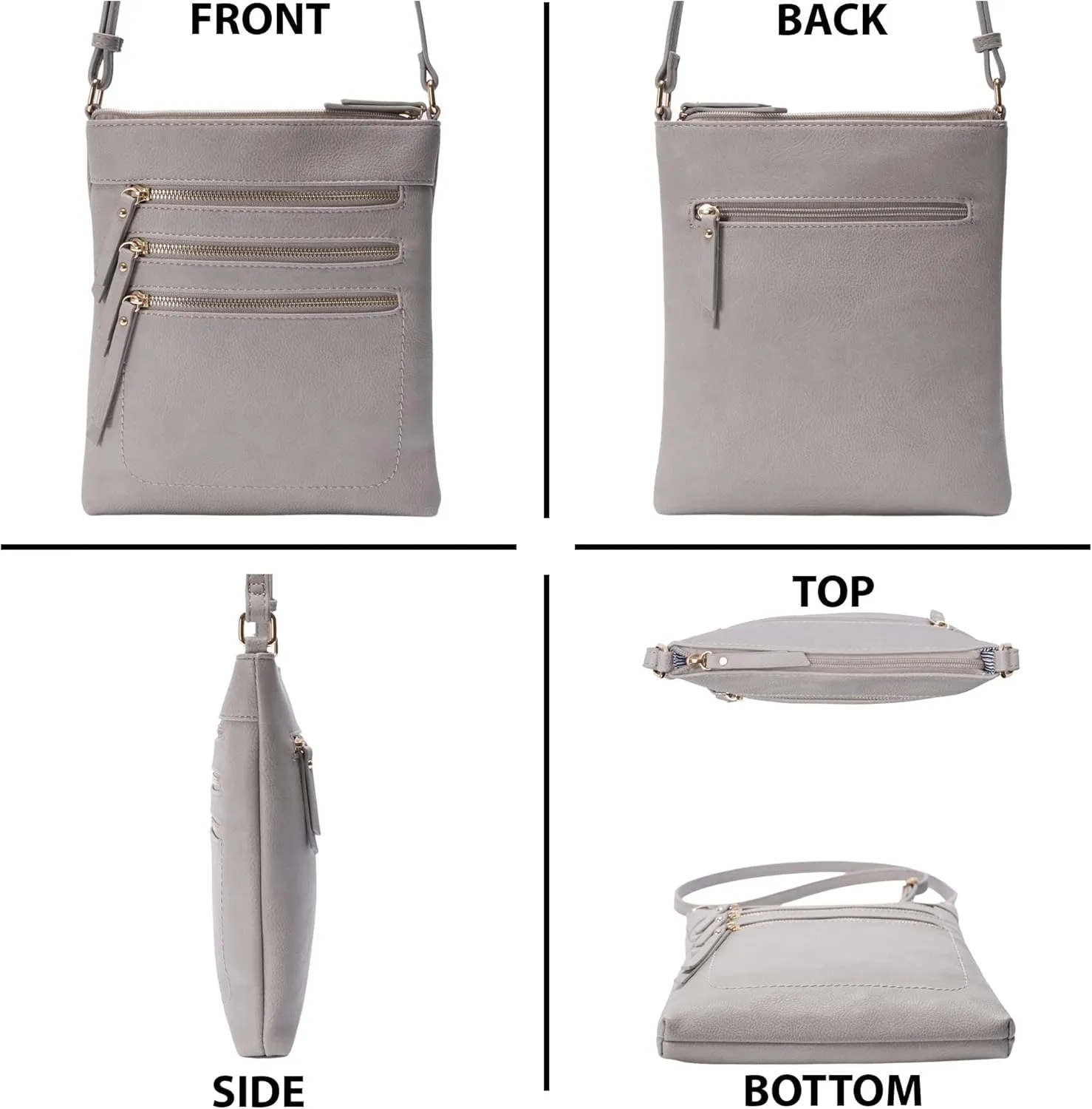 Solene Crossbody Bag Functional Multi Pocket Messenger Purse Top Zip Closure Shoulder Handbag With Adjustable Strap
