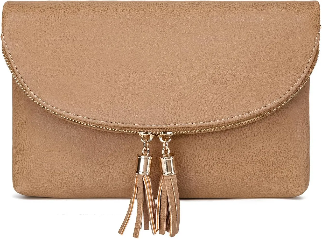Solene Womens Envelop Clutch Purse Multi Compartments, 6 Card Slot Inside, Crossbody Bag With Tassels