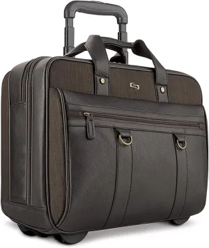 Solo New York Rolling Case with Wheels - Roller Laptop Bag, Wheeled Briefcase for Women & Men, Carry On Size for Travel, Fits 17.3" Computer - MacDougal, Espresso
