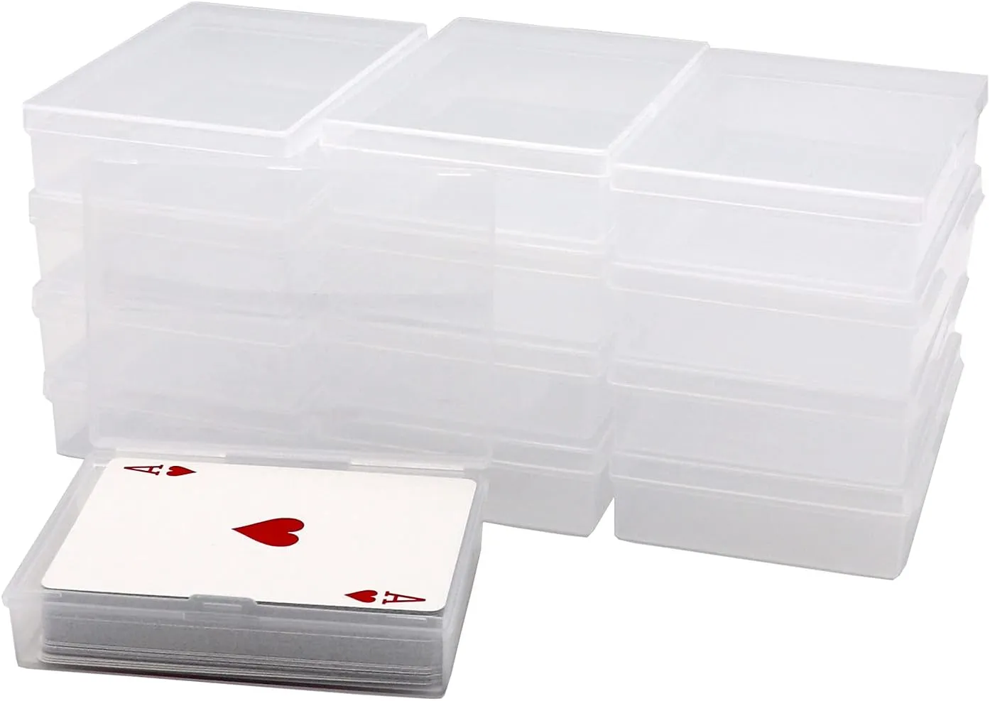 SOSOHOME 12 Pack Playing Card Deck Boxes, Empty Plastic Storage Box Fits Baseball Trading Cards, Gaming Cards, Snaps Closed