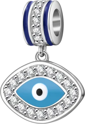 SOUKISS Evil Eye Charms 925 Sterling Silver Symbol of Insight Bead Lucky Charm for European Bracelet(C)