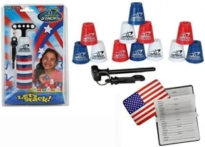 Speed Stacks MINI Play Set of 12 Ultra Portable Cups MINIS with FREE Bonus: US Flag Design Magnetic Credit Card Size Address Book …