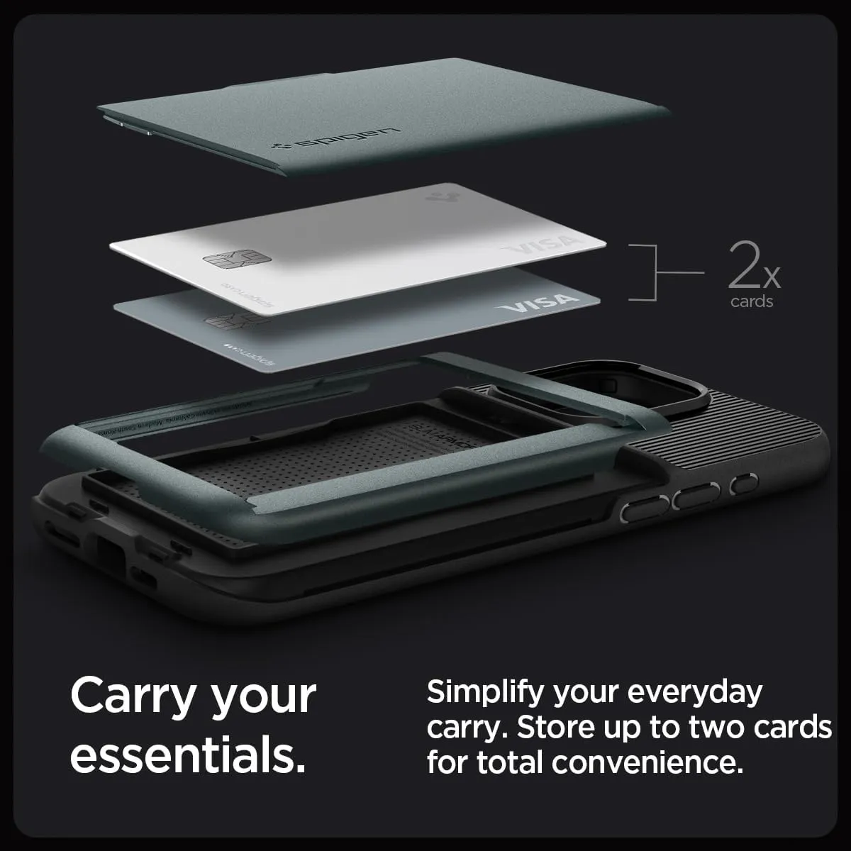 Spigen Slim Armor CS Designed for iPhone 15 Pro Case (2023) [Military-Grade Protection] - Abyss Green