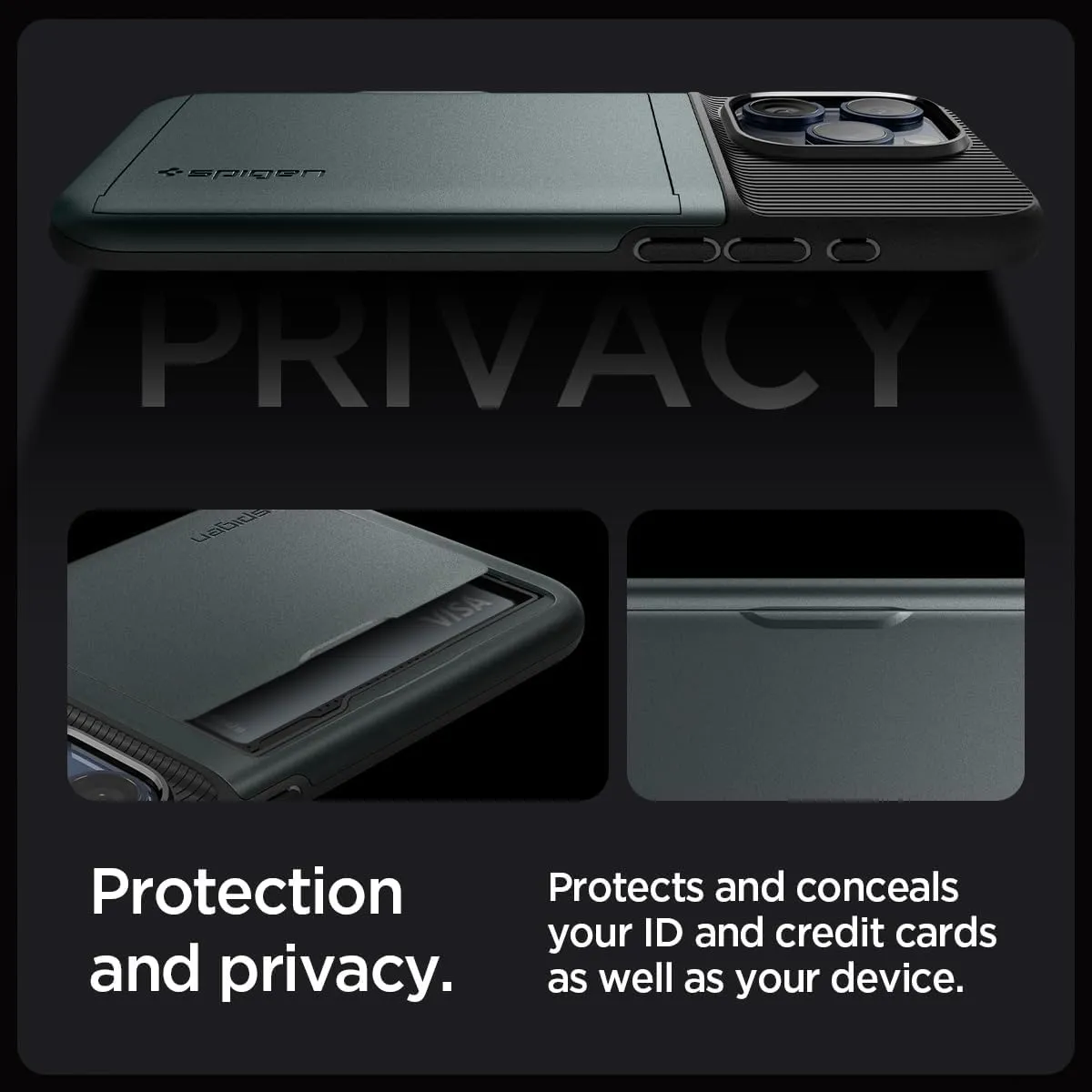Spigen Slim Armor CS Designed for iPhone 15 Pro Case (2023) [Military-Grade Protection] - Abyss Green