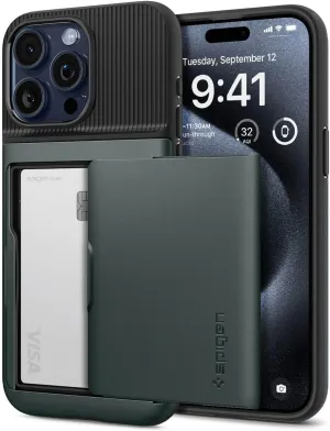 Spigen Slim Armor CS Designed for iPhone 15 Pro Case (2023) [Military-Grade Protection] - Abyss Green