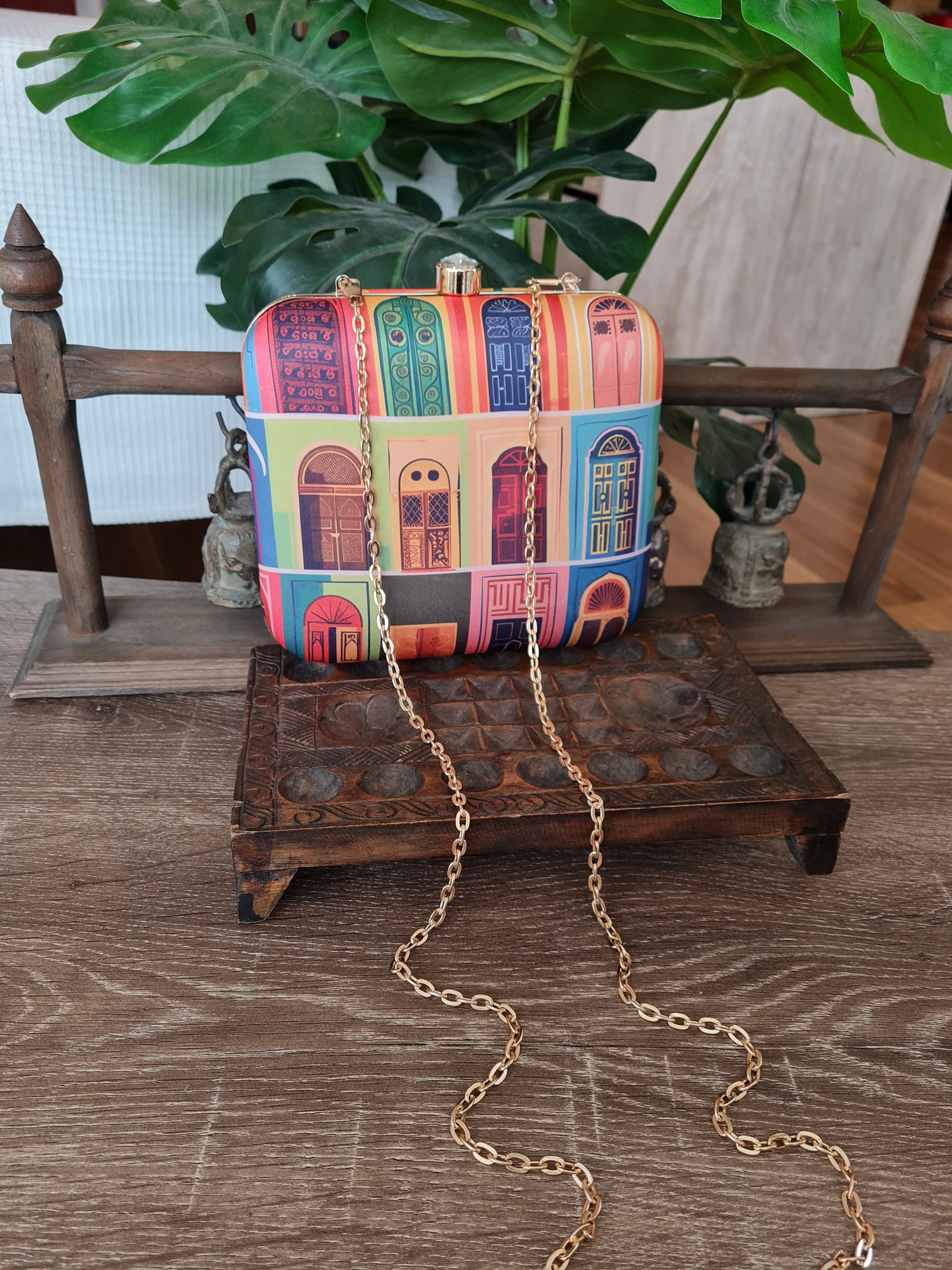 Square Printed Box Clutch