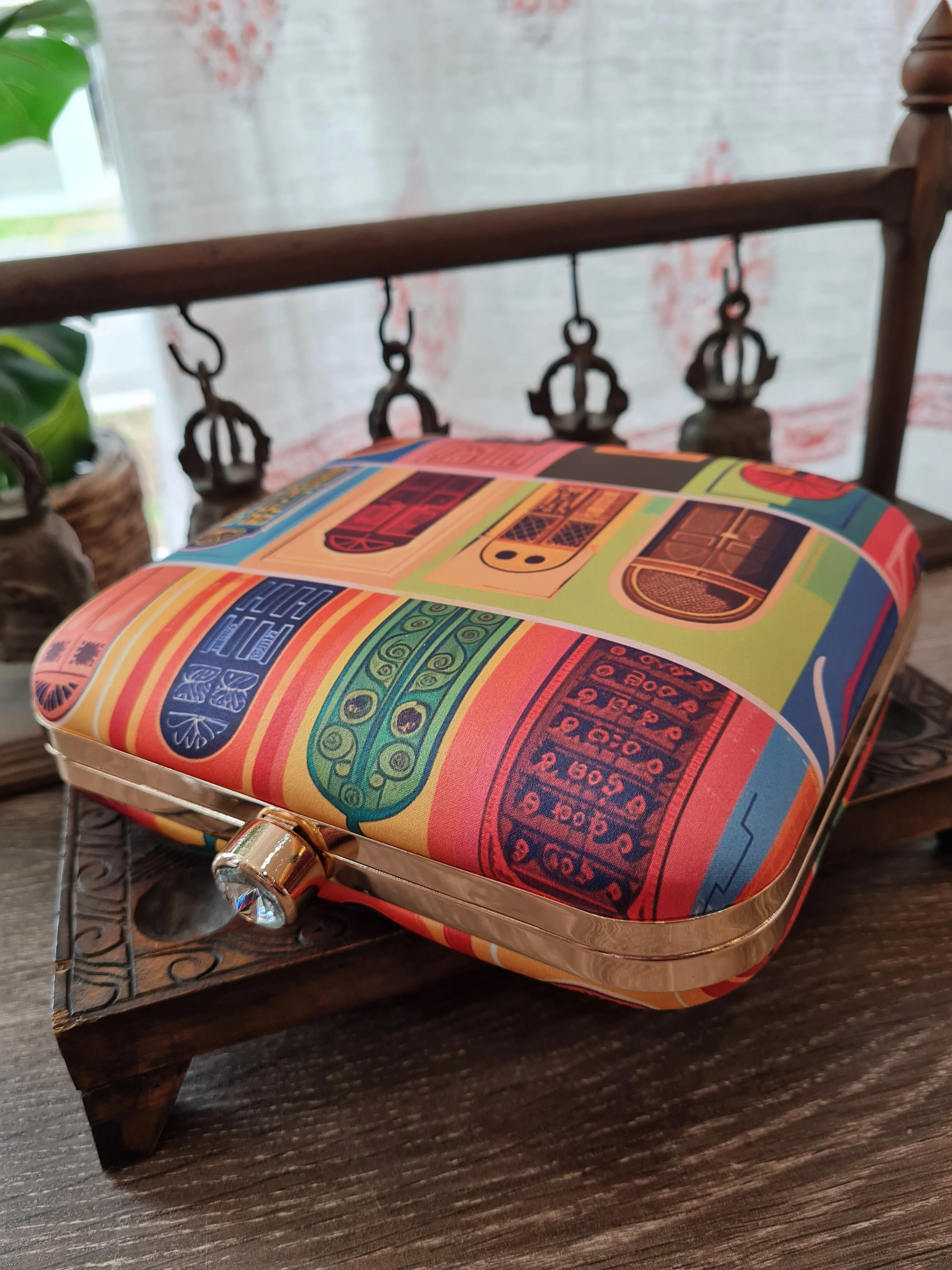 Square Printed Box Clutch