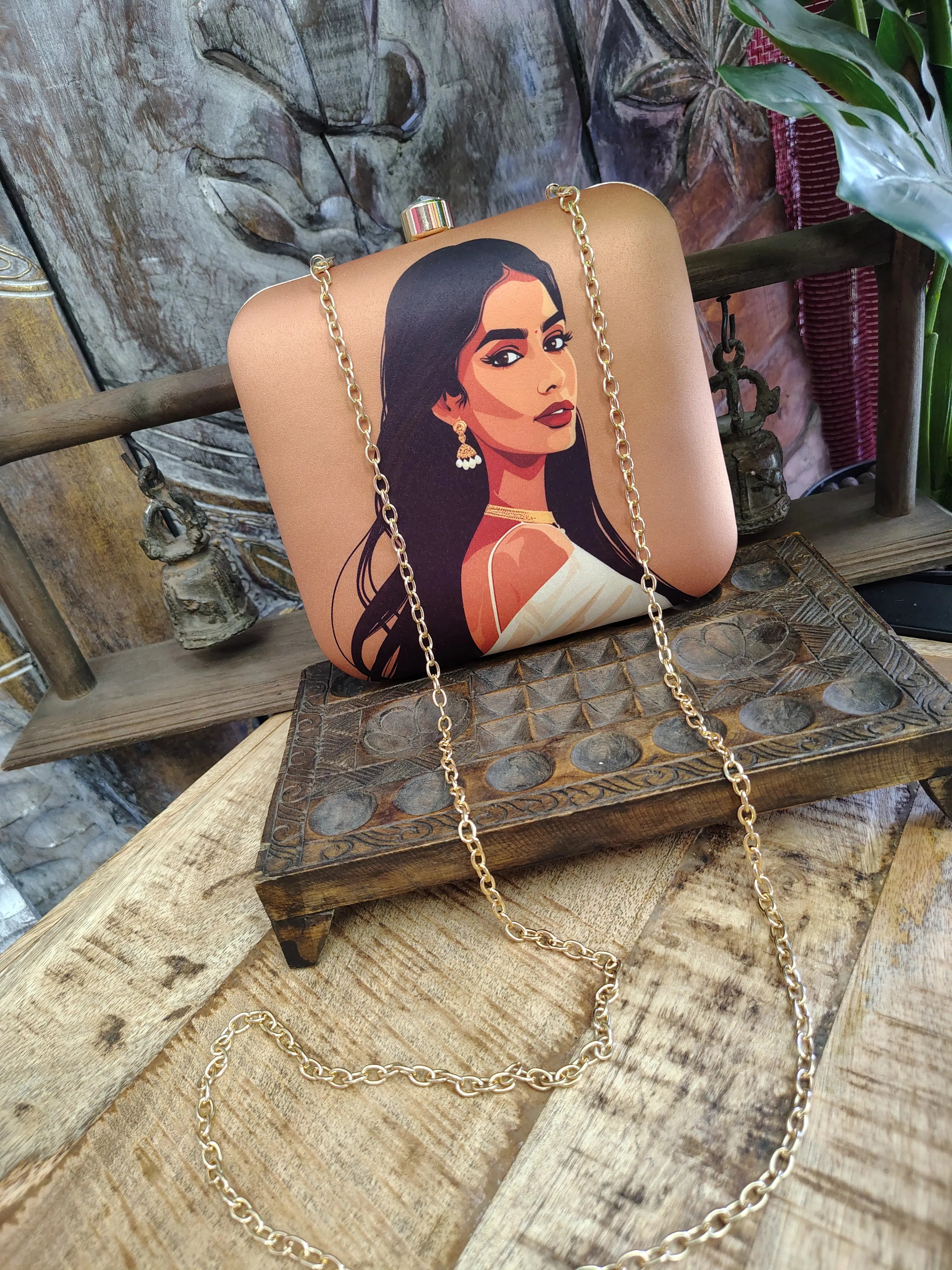 Square Printed Box Clutch