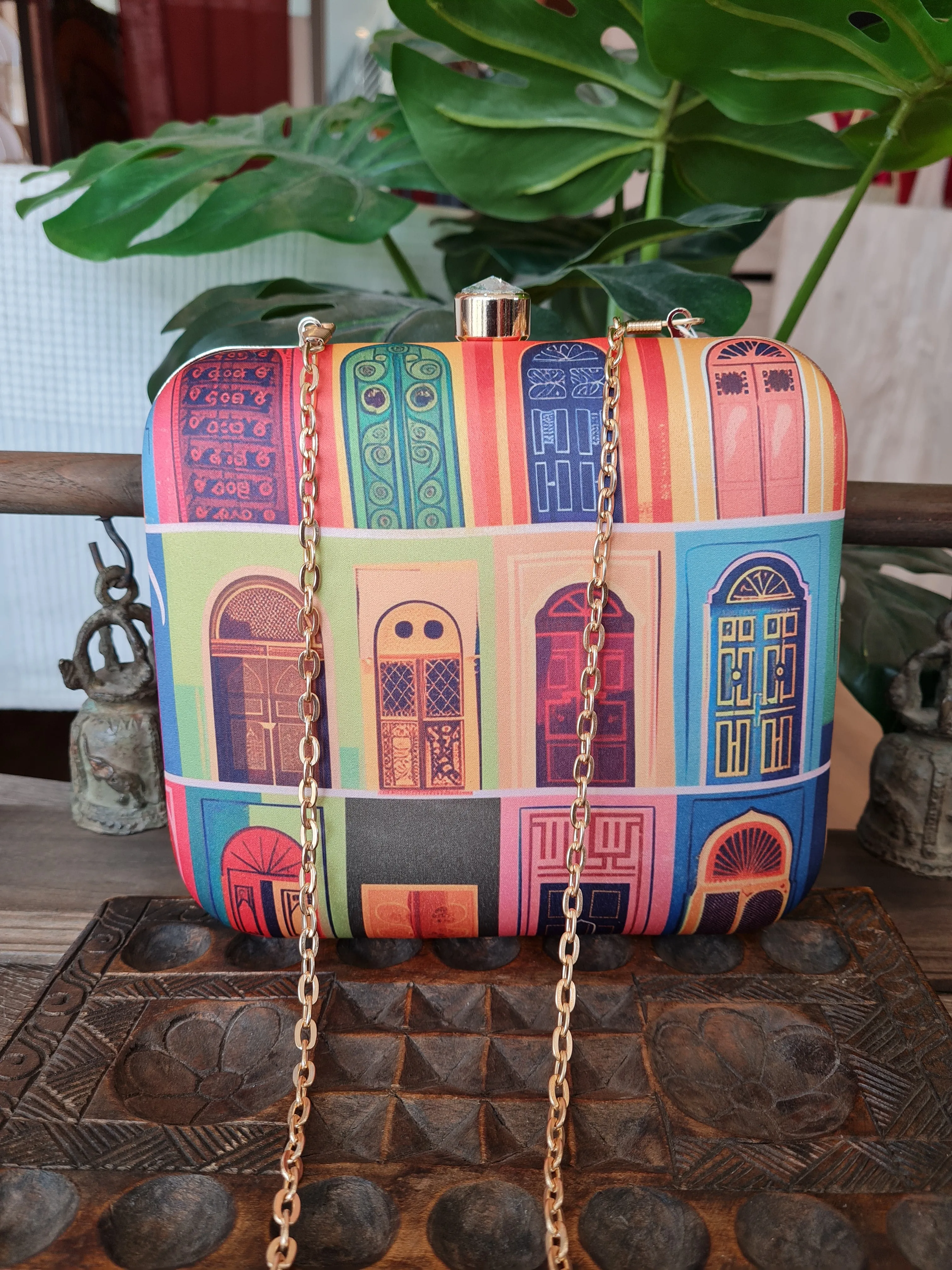 Square Printed Box Clutch