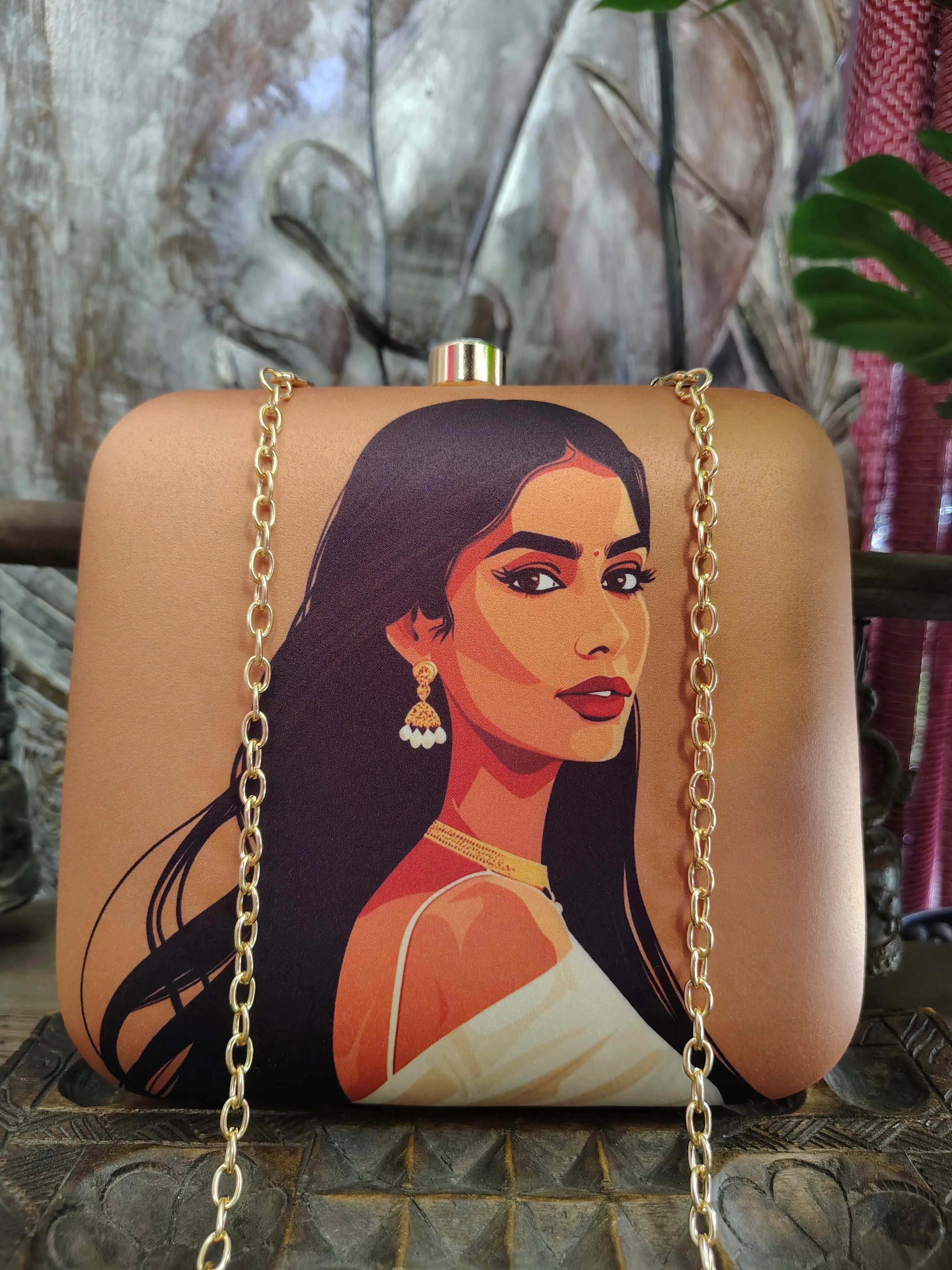 Square Printed Box Clutch