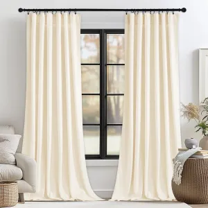 StangH Ivory Velvet Curtains for Window - White Privacy Thermal Drapes, Elegant Decor White Backdrop Curtains 96 inches Long for Dining Room/Apartment/Wedding, Ivory, W52 x L96, 2 Panels