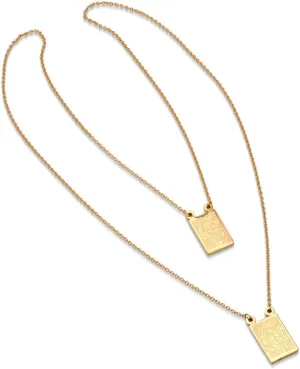 Steeltime 18K Gold Plated Stainless Steel Virgin Mary Guadalupe/St Benedict Scapular