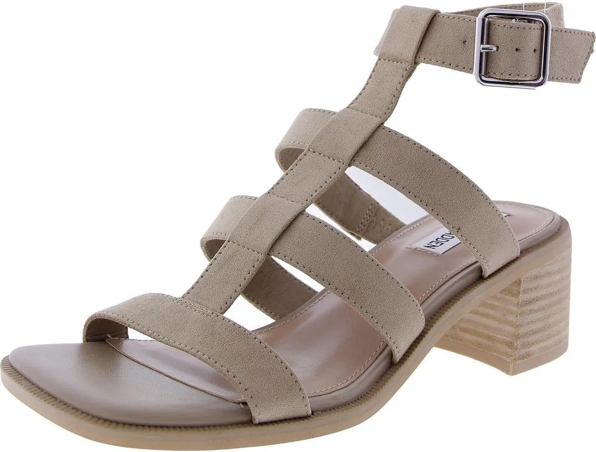 Steve Madden Womens Rory Adjustable Faux Leather Block Heel