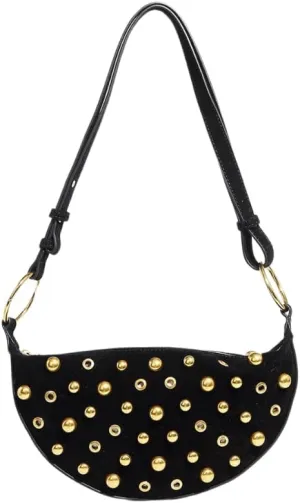 Studded Shoulder Purses for Women Gold Studs Punk Rock Y2k Suede Purse Handbags Trendy Purse 2025