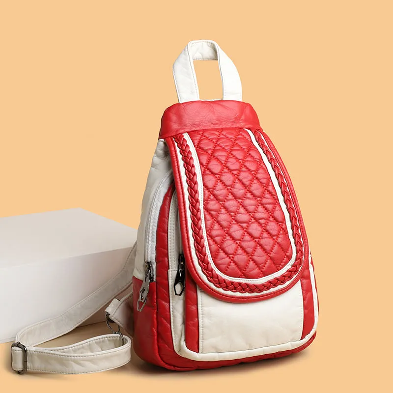 Stylish Fashion Women Backpack Faux Weave Leather