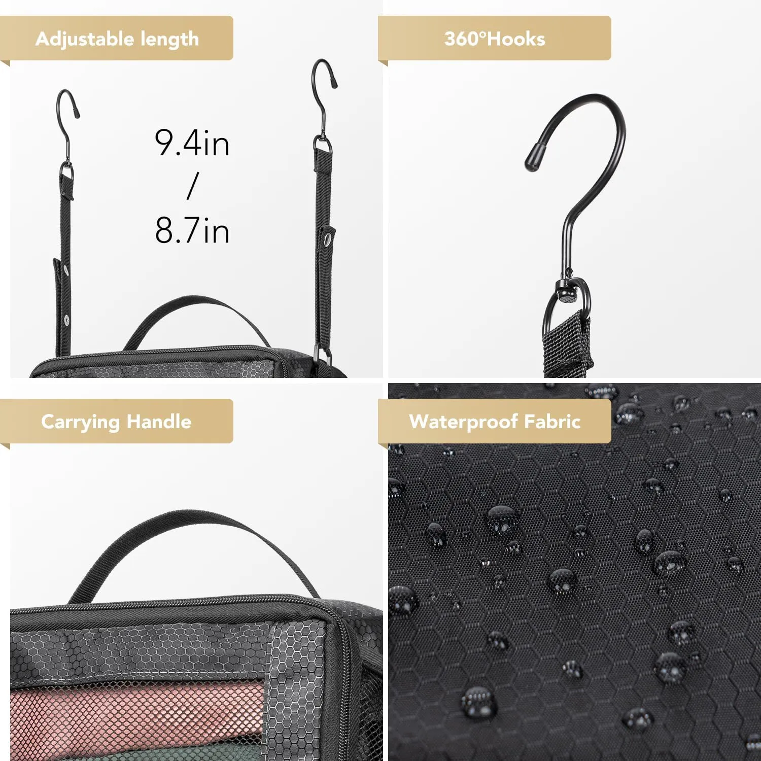 Suitcase Organizer, HangingTravel Organizer Carry On Luggage Organizer, Portable Hanging Shelves Packing Cubes for Cruise Ship Essentials, Small, Black