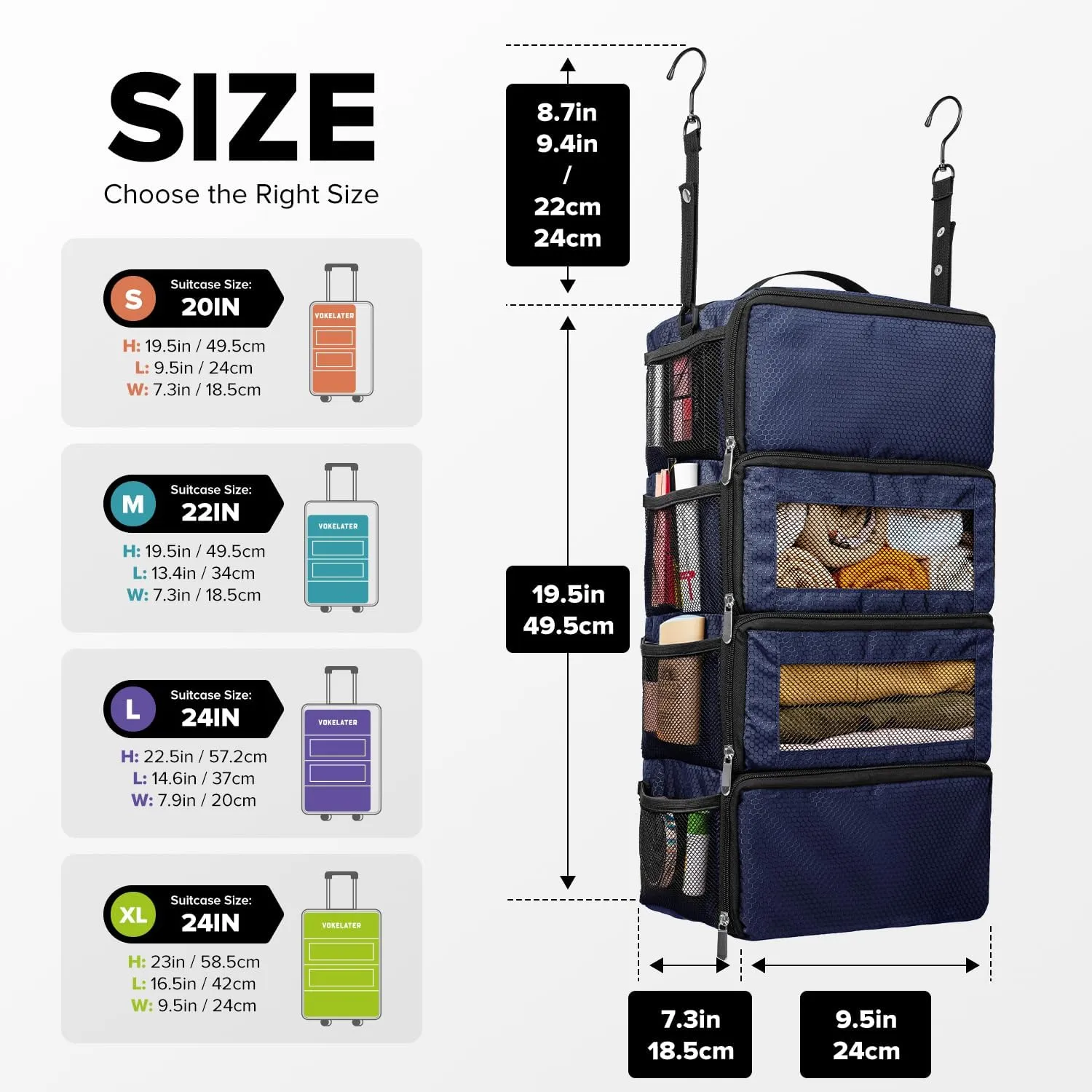 Suitcase Organizer, Travel Luggage Organizer Hanging Shelves Packing Cube Closet/Collapsible Portable Travel Organizer for Carry-on