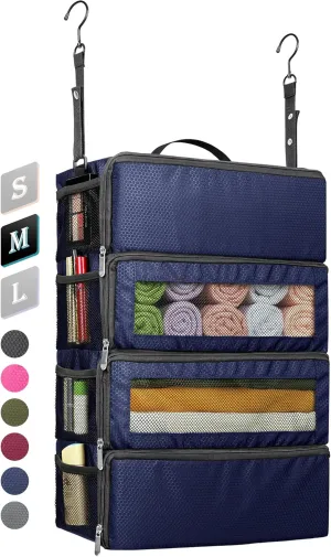 Suitcase Organizer, Travel Luggage Organizer Hanging Shelves Packing Cube Closet/Collapsible Portable Travel Organizer for Carry-on