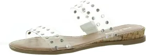 SUN STONE Womens Easten Faux Leather Embossed Slide Sandals 8 Medium (B,M)