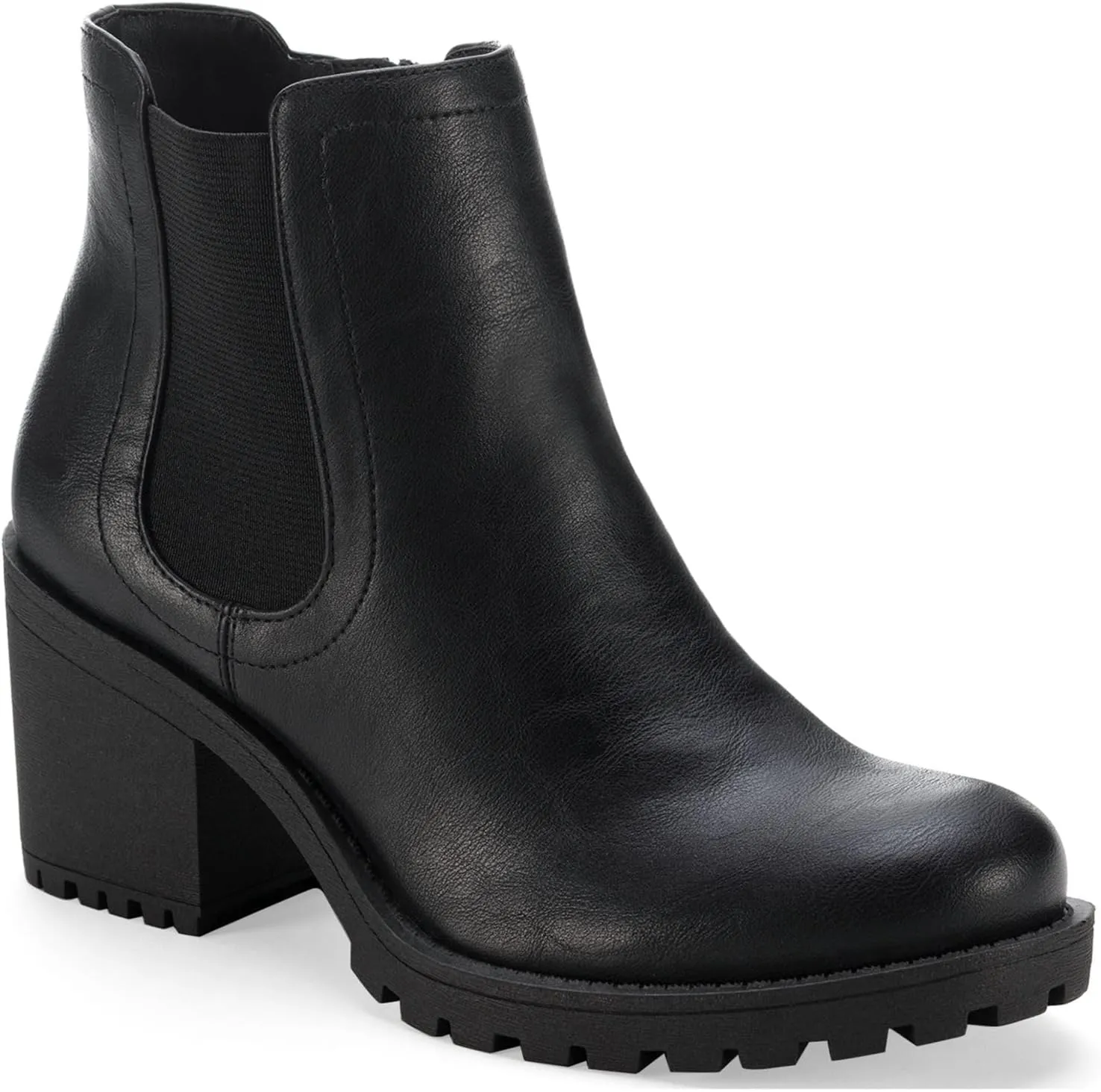 SUN STONE Womens Morghan Faux Leather Ankle Boots Black 9.5 Medium (B,M)