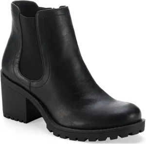 SUN STONE Womens Morghan Faux Leather Ankle Boots Black 9.5 Medium (B,M)