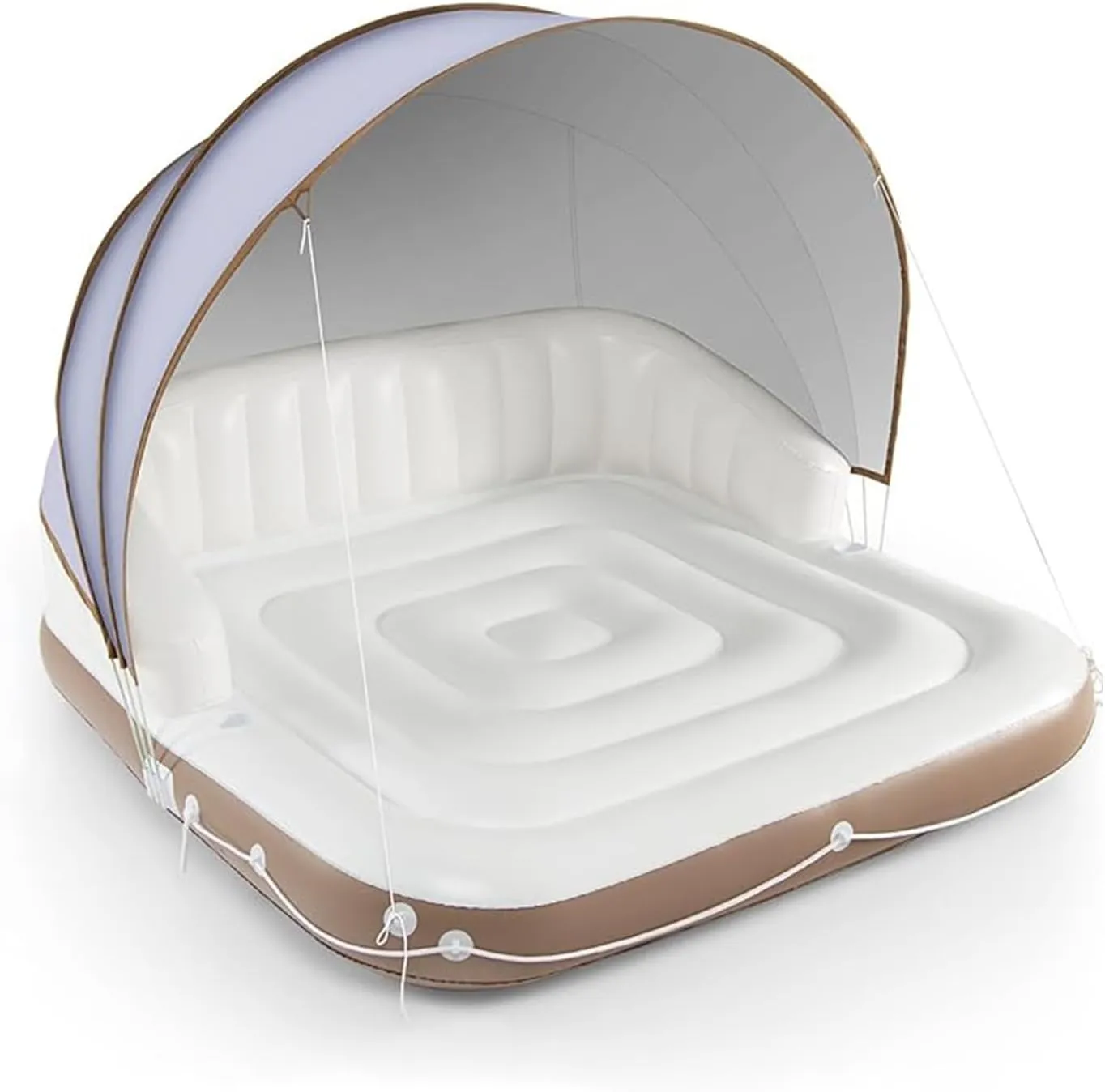 Sun Tanning Bed Float with Detachable Canopy - Pool Tanning Float | Oversized Pool Floats for Men Women Swimming Beach Party Water Activities