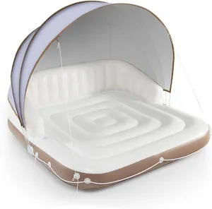 Sun Tanning Bed Float with Detachable Canopy - Pool Tanning Float | Oversized Pool Floats for Men Women Swimming Beach Party Water Activities