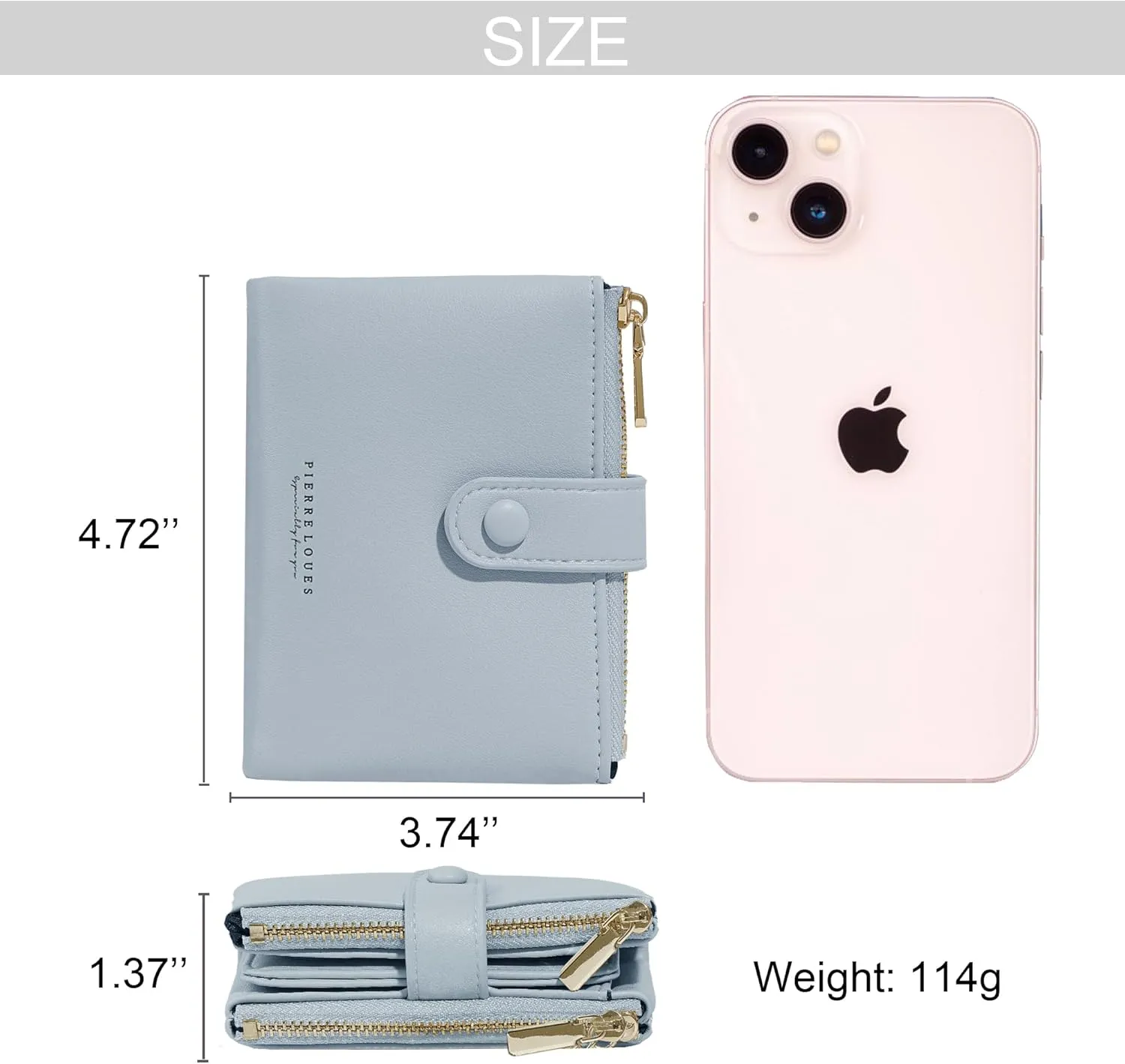 Sunwel Fashion Small Vegan Leather Wallet for Women RFID Blocking Ladies 13 Card Holder with Double Zipper Pocket (BLUE)