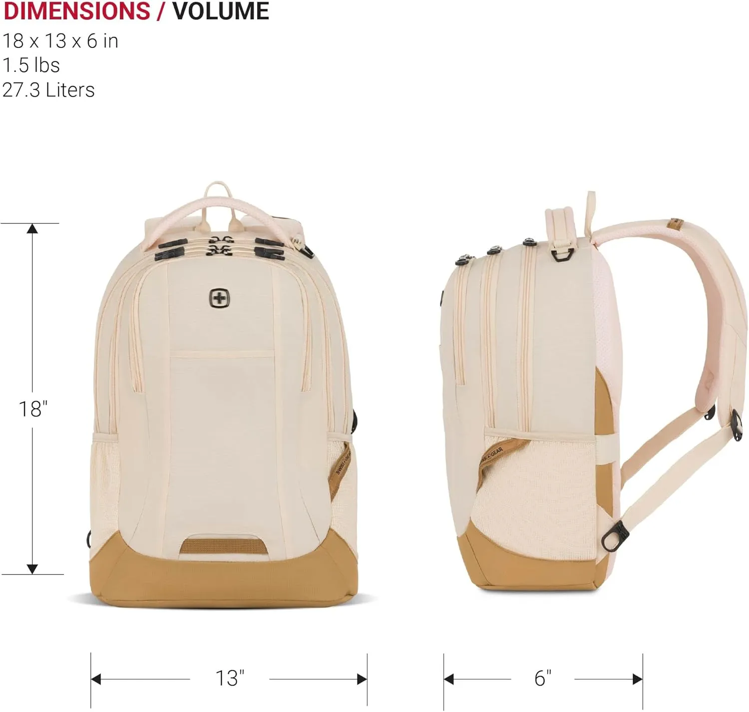 SwissGear Cecil 5505 Laptop Backpack, Cream/Warm Sand, 18-Inch