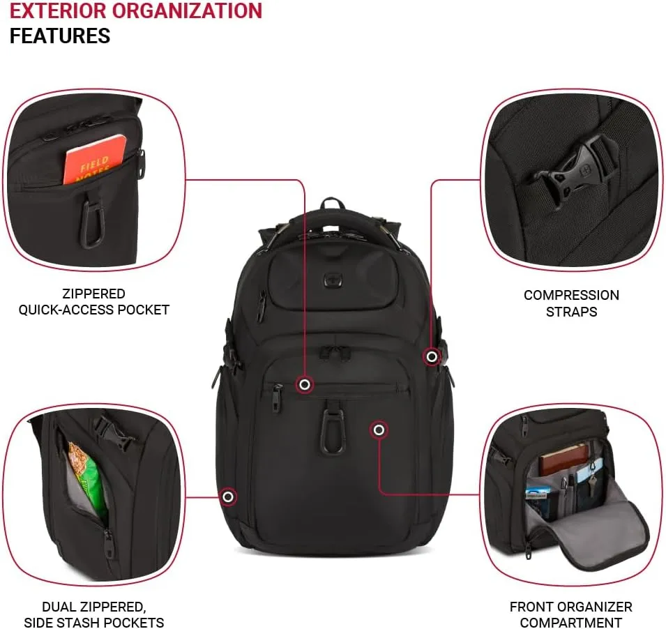 SwissGear Endure ScanSmart Laptop Backpack, Black, 17.75-Inch