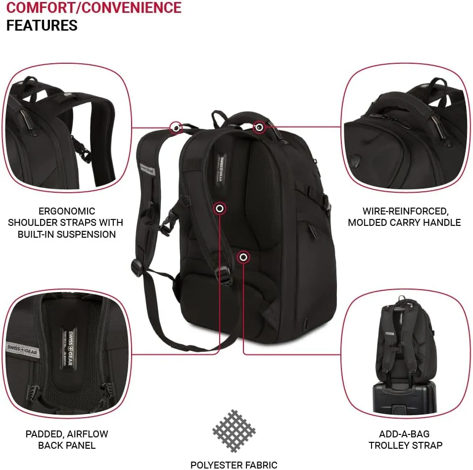 SwissGear Endure ScanSmart Laptop Backpack, Black, 17.75-Inch