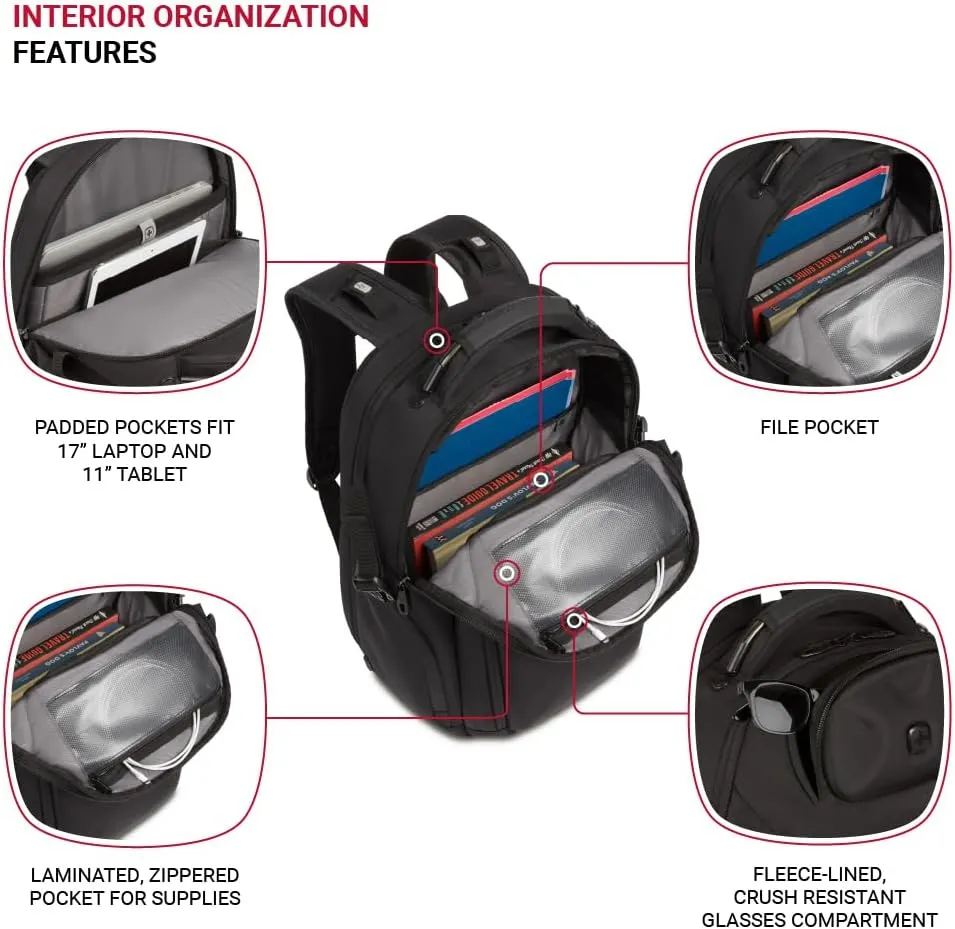 SwissGear Endure ScanSmart Laptop Backpack, Black, 17.75-Inch