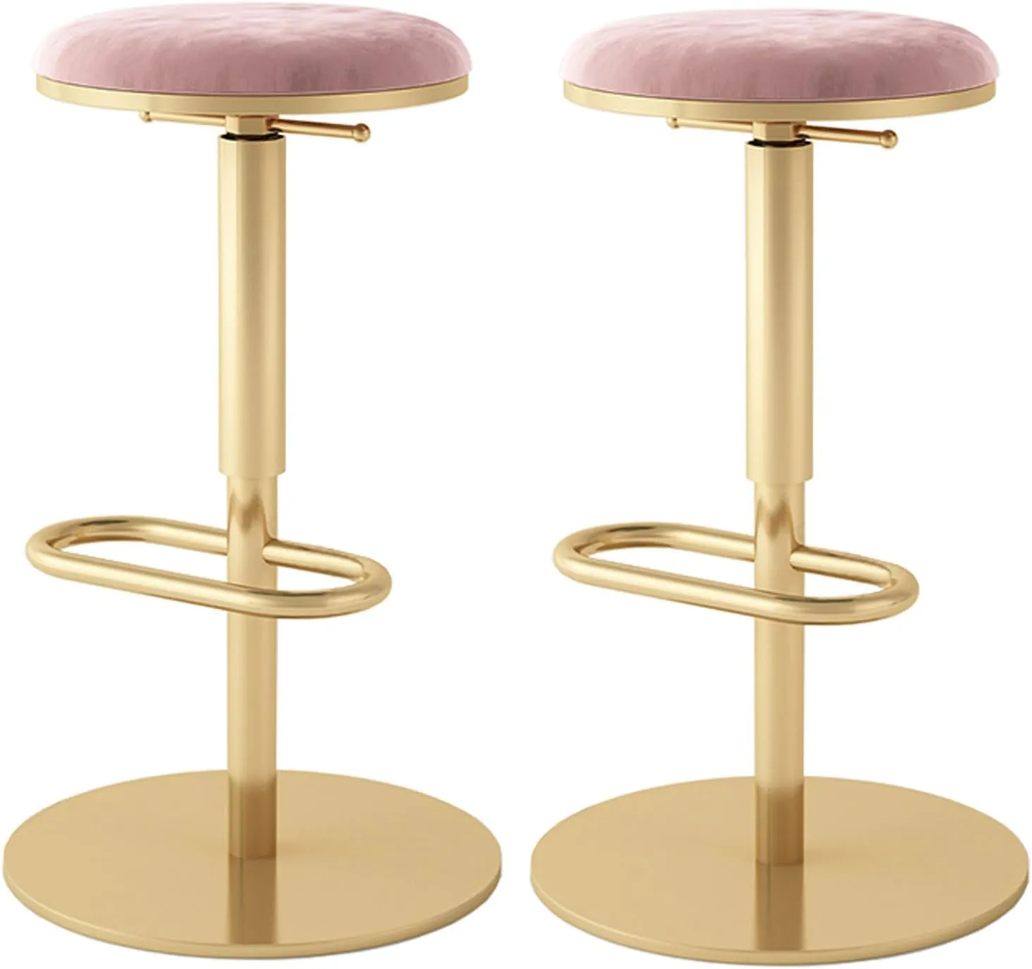 Swivel Bar Stools with Backrest Set of 2 Counter Height Bar Stool VelvetHeight Adjustable with Metal Base