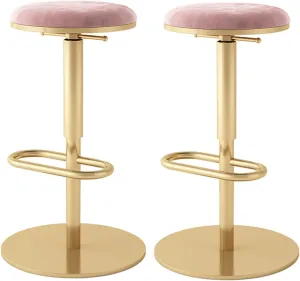 Swivel Bar Stools with Backrest Set of 2 Counter Height Bar Stool VelvetHeight Adjustable with Metal Base