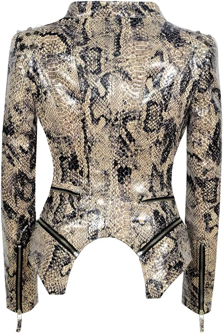 SX Women's Fashion Studded Perfectly Shaping Faux Leather Biker Jacket