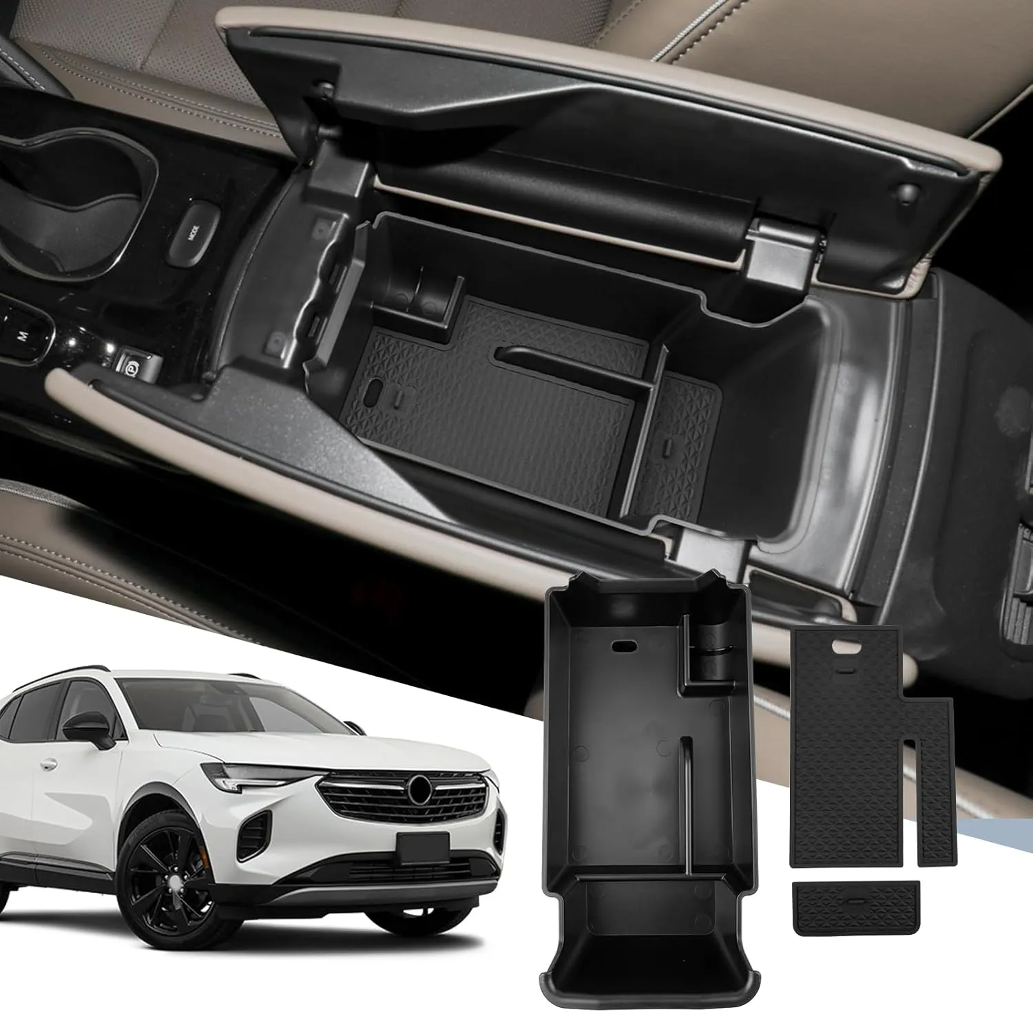 SXCY Fit for 2021-2023 Buick Envision Center Console Organizer Tray for 2022 2023 Envision Accessories Console Tray for 2021 2022 2023 Envision Armrest Storage Console Organizer (Black)