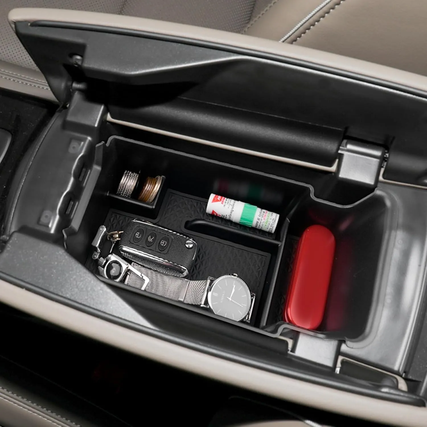SXCY Fit for 2021-2023 Buick Envision Center Console Organizer Tray for 2022 2023 Envision Accessories Console Tray for 2021 2022 2023 Envision Armrest Storage Console Organizer (Black)