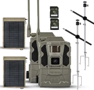TACTACAM Reveal Pro 3.0 LTE Cellular Trail Camera AT&T & Verizon, 4K Photo Quality, No Glow, for Hunting, Surveillance Includes Solar Panel, 32GB SD, & Tripod Mount (2PK)