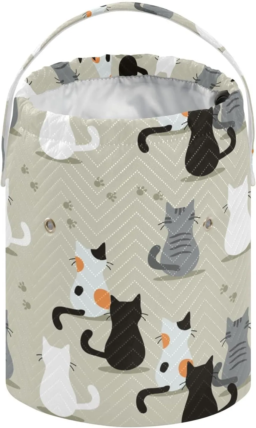 Tatenale Crochet Bag Yarn Bag Knitting Project Bag with Pockets and Handle Portable Yarn Storage Organizer Tangle Free 8.3x11 Inch Cat Back