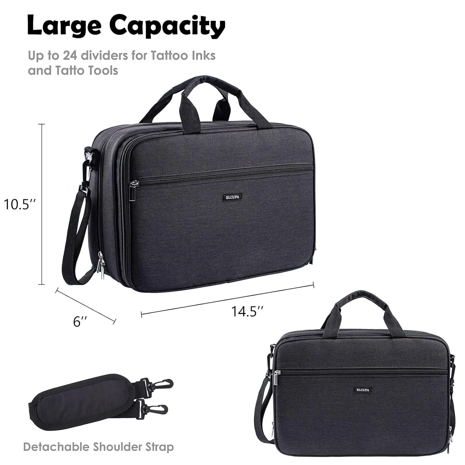 Tattoo Carrying Case-Tattoo Supplies Organizer-Tattoo Kit Case -Tattoo Supplies Carrying Bag for Tattoo Stencil Printer, Tattoo Ink, Tattoo Equipment, Tatoo Pens Black