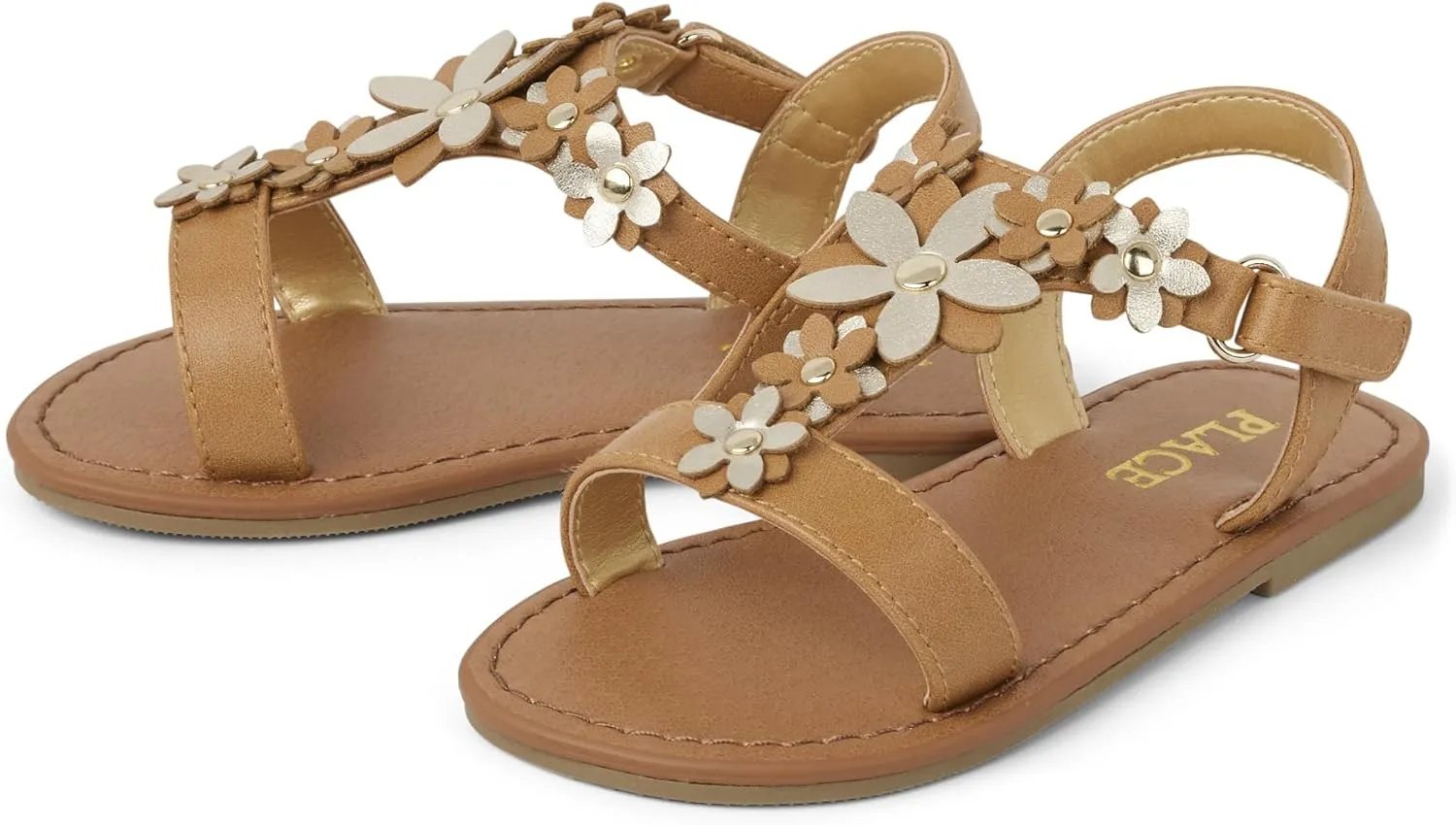 The Children's Place Baby Girls and Toddler T-Strap Sandals with Adjustable Ankle Strap