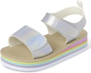 The Children's Place Girl's Baby Toddler Platform Sandals with Adjustable Ankle Strap