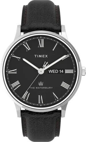 Timex Men's Waterbury Classic Chrono 40mm Stainless Steel Quartz Dress Watch with Leather Strap