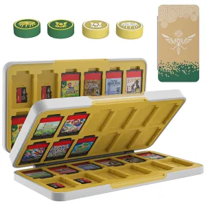 TiMOVO 48 Game Card Case for Nintendo Switch OLED/Switch/Switch lite, 4pcs Switch Thumb Grips for Zelda: Tears of The Kingdom, 48 Game Holder Cartridge Case for Game Cards and 24 SD Cards, White Eagle