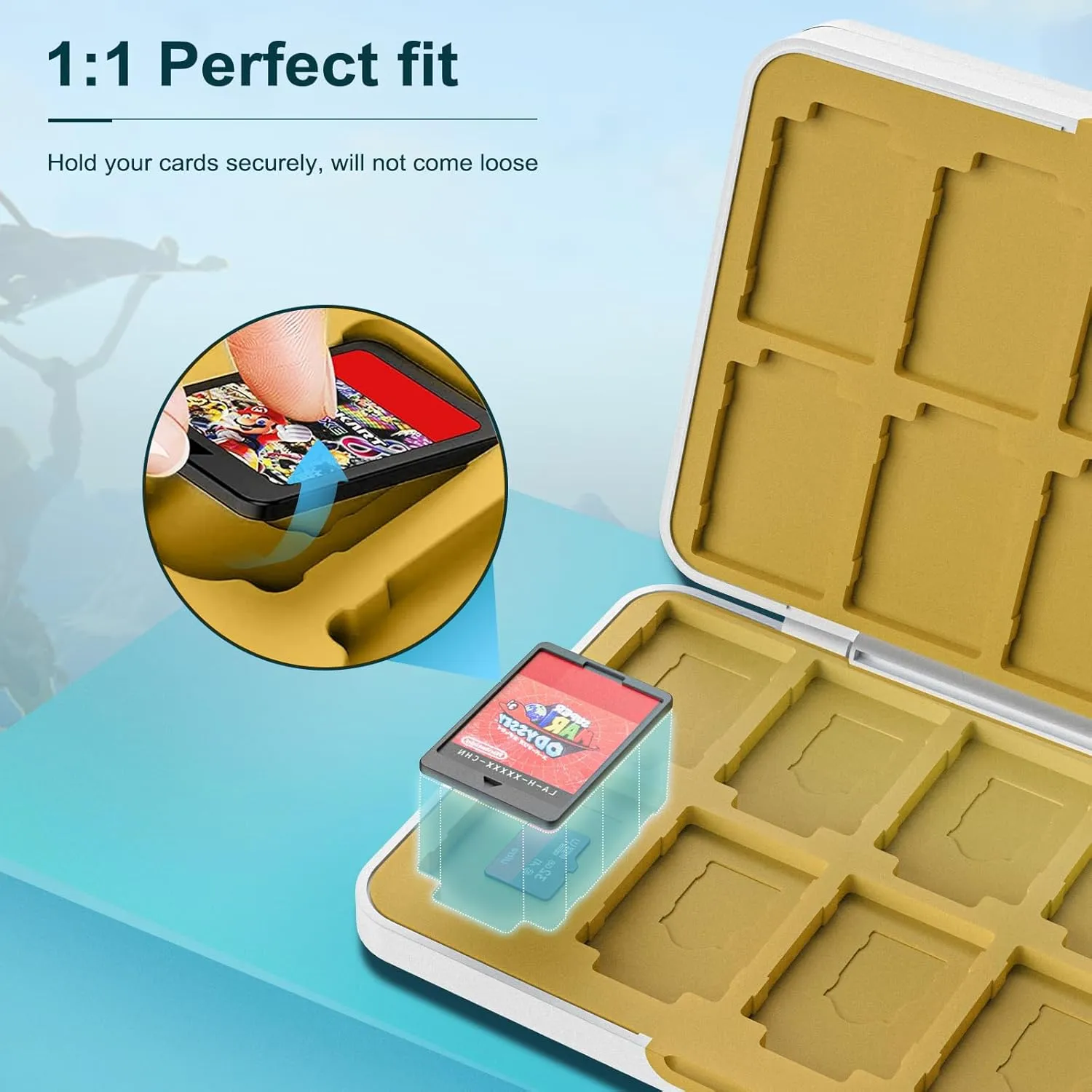 TiMOVO 48 Game Card Case for Nintendo Switch OLED/Switch/Switch lite, 4pcs Switch Thumb Grips for Zelda: Tears of The Kingdom, 48 Game Holder Cartridge Case for Game Cards and 24 SD Cards, White Eagle