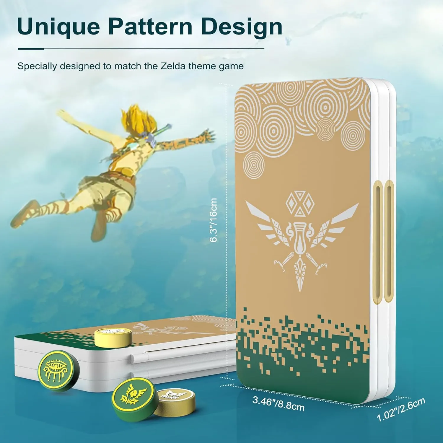 TiMOVO 48 Game Card Case for Nintendo Switch OLED/Switch/Switch lite, 4pcs Switch Thumb Grips for Zelda: Tears of The Kingdom, 48 Game Holder Cartridge Case for Game Cards and 24 SD Cards, White Eagle