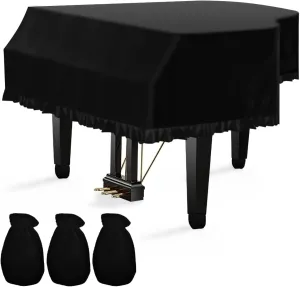 TINDTOP Grand Piano Cover, Velvet Dustproof Baby Piano Cover Washable Soft Bordered Decorated Full Triangle Piano Protective Cover (M)